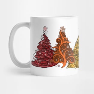 Row of Six LGBTQ Pride Rainbow Christmas Trees Vector Mug